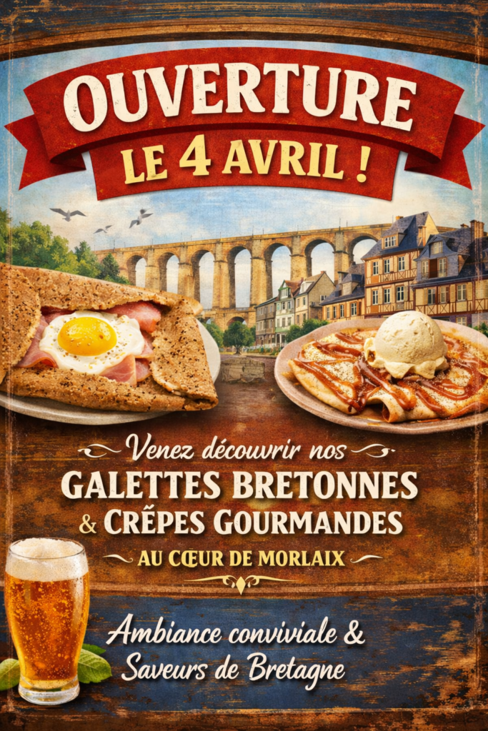 Ouverture le 1er avril : découvrez votre nouvelle crêperie à Morlaix